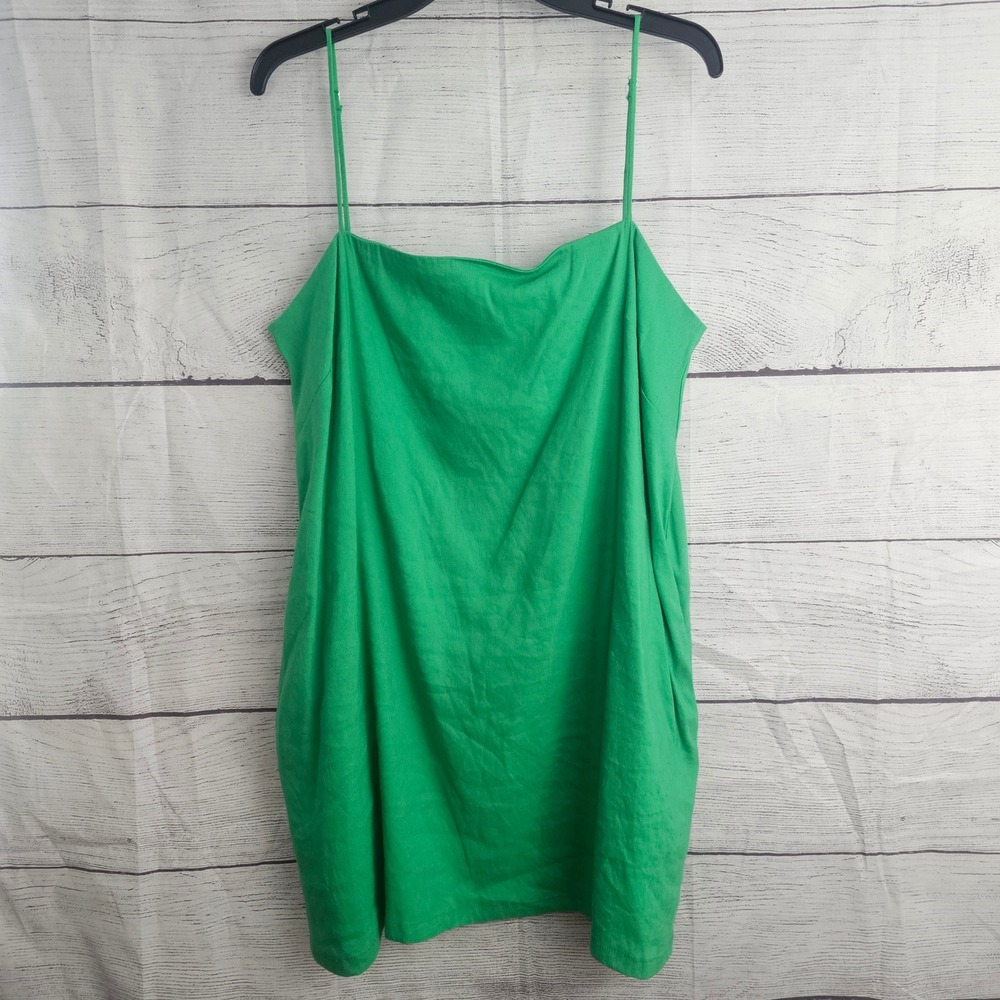 Gianni‎ Bini Melbourne Size XL Kourtney Linen Blend Kelly Green Short Dress 1243